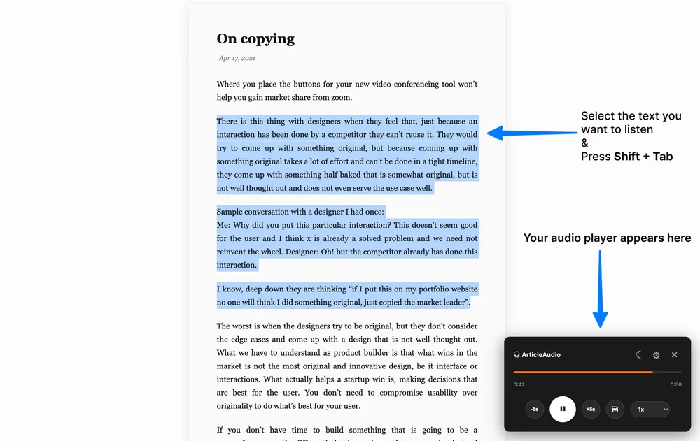 Listen to Webpages Without Leaving Chrome