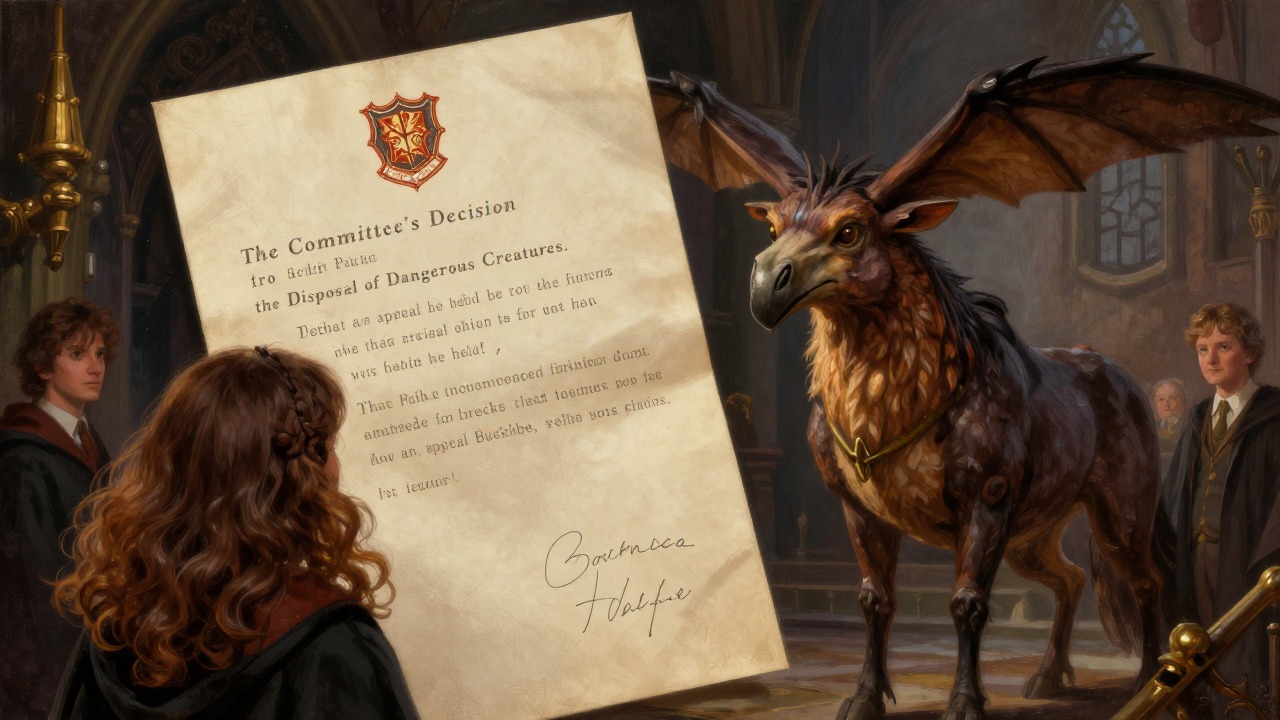 Buckbeak's hearing and death sentence