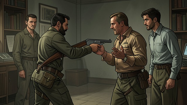 The Lawman’s Gun from "Stolen Wander". The Lawman’s Gun A direct threat Bill aims a shotgun at Rex and claims he could have him arrested or killed.