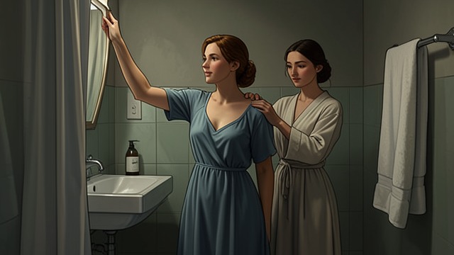 The Shower and the Dress from "Stolen Wander". The Shower and the Dress Care expressed as insistence Cheryl refuses to let Nancy remain in bed and pushes her to shower and dress.