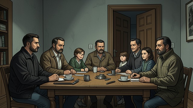 A Different Family Gathering from "Stolen Wander". A Different Family Gathering The family assembled Cheryl walks Nancy toward Rex, while Sal and his wife stand with Rex’s side.