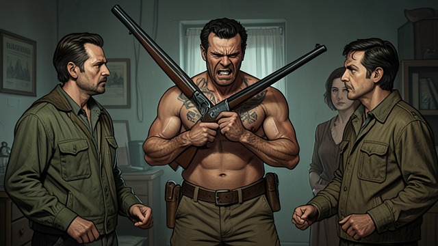 A Gun as False Authority from "Stolen Wander". A Gun as False Authority Threat as a substitute for trust Bill points a shotgun at Rex and boasts about the weapon’s power.
