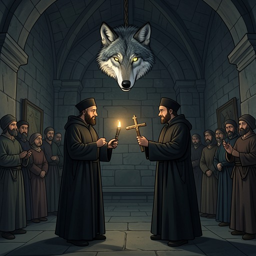 The Two Priests’ Rivalry from "The Best Werewolf Short Stories 1800-1849". This flow follows Father Etienne and Father Bonaventure as clerical rivalry turns a werewolf crisis into farce and exposes hypocrisy.