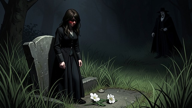 Grief at the Grave from "Living with 7 vampires". Grief at the Grave Y/N visits her adoptive mother’s grave and apologizes for drawing her into the supernatural conflict.