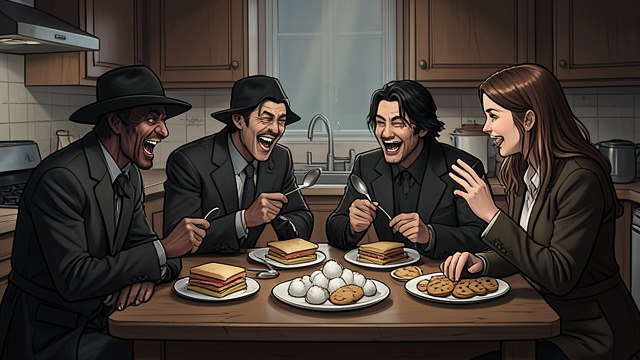 Domestic Comedy Restored from "Living with 7 vampires". Domestic Comedy Restored The reset life returns the group to spoons, sandwiches, rice balls, and arguments over college and cookies.