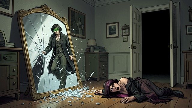 Release through Destruction from "Living with 7 vampires". Release through Destruction When the mirrors are broken, the Green-eyed faction escapes the confinement that once limited its movement.
