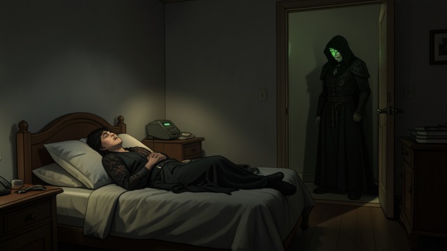 The Death Illusion from "Living with 7 vampires". The Death Illusion A Green-eyed entity shows Y/N corpses of the vampires burning and disintegrating before she wakes beside living companions.