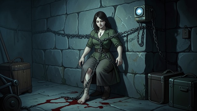 The Stone Cell from "Living with 7 vampires". The Stone Cell Y/N is chained in a doorless underground room and repeatedly drained of blood.