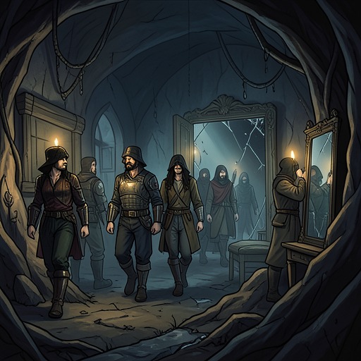 The Mirror World Expedition from "Living with 7 vampires". This flow follows the group’s increasingly dangerous attempts to recover Jin and navigate the hostile Other World.