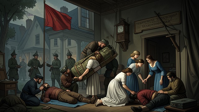 The Hospital Mansion from "Young Captain Jack · The Son of a Soldier". A House of Mercy Wounded Arrivals The Ruthven mansion becomes a field hospital as exhausted Confederate soldiers are carried indoors.