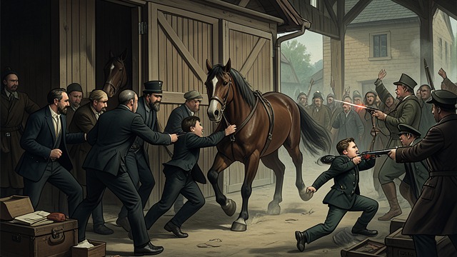 The Horse Theft from "Young Captain Jack · The Son of a Soldier". Violence at the Stable Criminal Seizure Pete Gendron and fellow guerrillas try to steal horses from the Ruthven property.