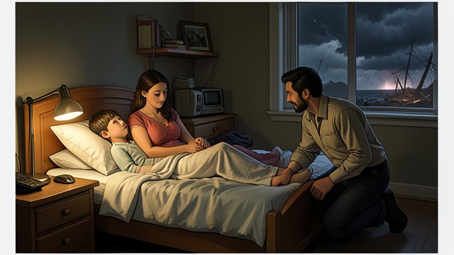 Rescue and Adoption from "Young Captain Jack · The Son of a Soldier". A Child Received The Shipwrecked Boy Old Ben finds Jack beside his dying mother after the Nautilus disaster.