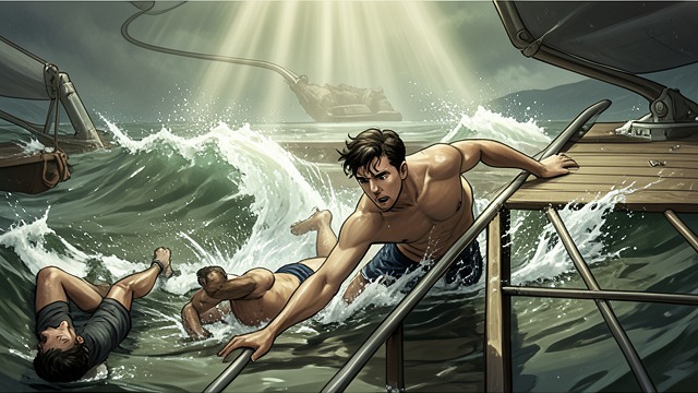 The Rescue Dive from "Young Captain Jack · The Son of a Soldier". Courage in Water Immediate Action When St. John falls into the bay, Jack abandons the race and dives after him.