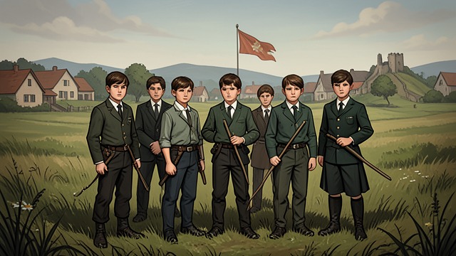 Formation on the Green from "Young Captain Jack · The Son of a Soldier". Boys in Uniform Local Organization Jack Ruthven and Darcy Gilbert gather boys in Oldville and create a uniformed company.
