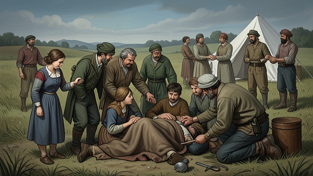 Care After Battle from "Young Captain Jack · The Son of a Soldier". Compassion’s Legacy Families Preserved The household’s care keeps wounded men alive long enough for testimony, recovery, and reunion.