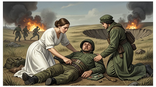 Marion’s Nursing from "Young Captain Jack · The Son of a Soldier". Service Beside the Battlefield Sustained Care Marion Ruthven works among wounded soldiers while shells and retreating armies pass nearby.