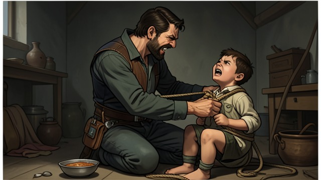 The Coercive Father from "Young Captain Jack · The Son of a Soldier". Love as Threat Forced Obedience Mackey binds Jack, withholds food, and demands a signed acknowledgment of paternity.