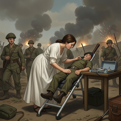 Wartime Humanitarianism from "Young Captain Jack · The Son of a Soldier". This flow traces how care for the wounded creates moral alternatives to military violence.