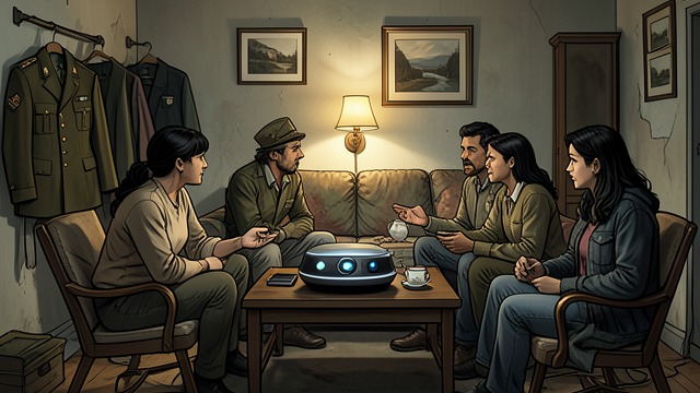 Home as Community from "The Stars Have Eyes". A Crowded Household New Residents Maggie's luxury apartment houses Joe, Sarah Johanson, Jeeves, and the possessed pod.