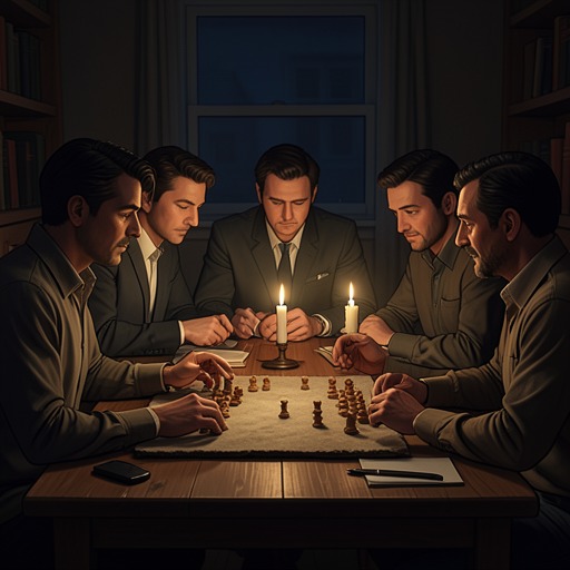 The Gaming Circle from "The Stars Have Eyes". This flow traces how games create community, competition, and unexpected recognition for Joe Mulligan and his friends.