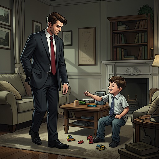 The Father-Son Bond from "Five Years Too Late: A Curvy Single Mom, Secret Baby, Second Chance Billionaire Romance (The CEO's Curvy Goddess)". This flow traces Richard Cartright’s movement from shocked outsider to dependable father.