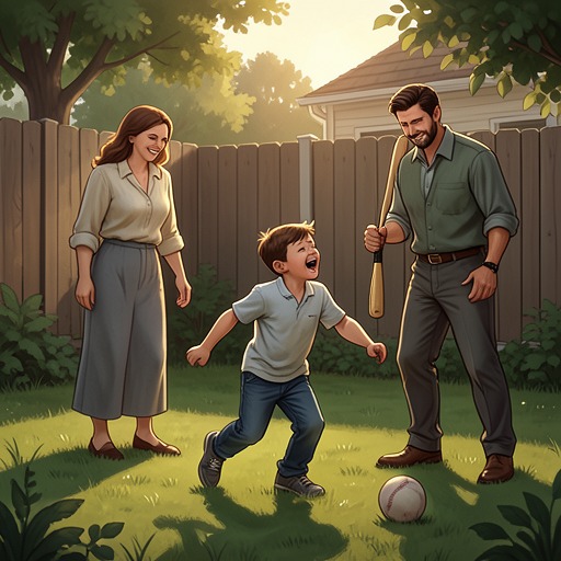 Connor’s Childhood from "Five Years Too Late: A Curvy Single Mom, Secret Baby, Second Chance Billionaire Romance (The CEO's Curvy Goddess)". This flow follows Connor from an absent-father household into a secure relationship with both parents.