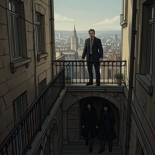 The Final Visit to the Balcony from "Here There Is No Why". The balcony shifts from an obscure setting in a disputed death to the site where Judah hears conflicting confessions and recognizes the human cost hidden by…