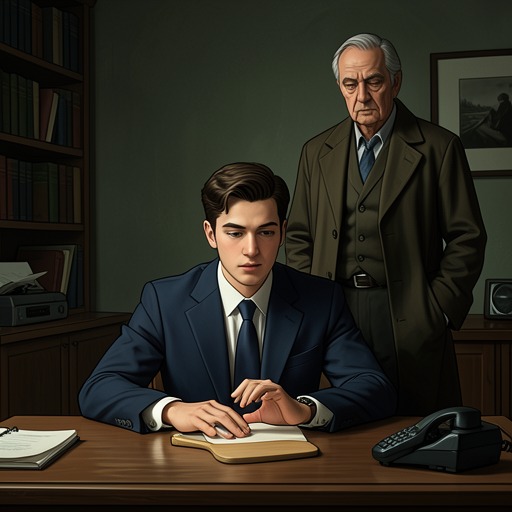 The Former Student’s Investigation from "Here There Is No Why". Judah moves from a young assistant shaped by Chaim’s teaching to an older journalist who must decide what truth to print and what responsibility it carries.