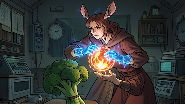 Amaryllis’ Intervention from "Cinnamon Bun". Amaryllis’ Intervention Guided Construction Amaryllis uses her own mana to shape and correct Broccoli’s Fireball construct.