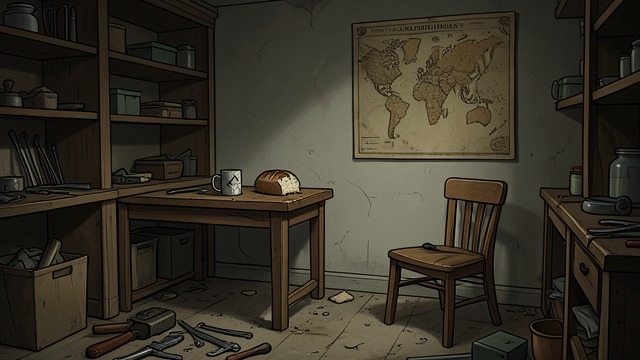 Threewells’ Empty Homes from "Cinnamon Bun". Threewells’ Empty Homes Material Traces Cradles, libraries, blacksmith tools, pantries, and furniture remain after the inhabitants vanish.