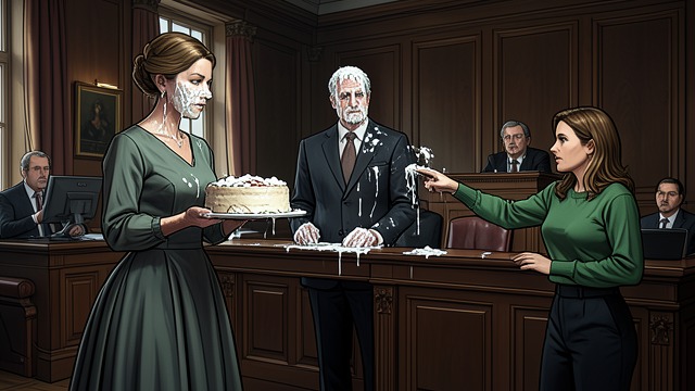 The Queen’s Court from "Cinnamon Bun". The Queen’s Court A Legal Farce The Cardstock Queen of Hearts prosecutes Jack of Spades for stealing a cake while visibly covered in cake herself.