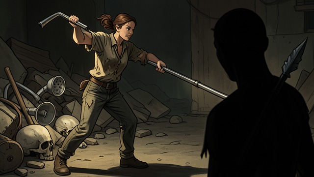 The Improvised Fighter from "Cinnamon Bun". The Improvised Fighter Weapons from Refuse Broccoli uses Bonesy’s skull, a showerhead, a broken spear, and a fire poker against ghosts.