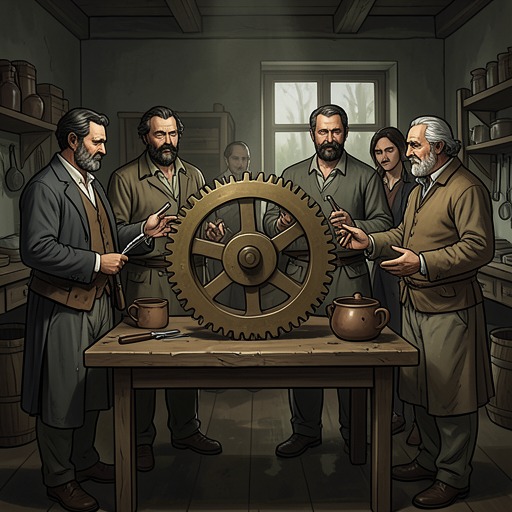 The Economy of Adventure from "Cinnamon Bun". This flow traces how Broccoli Bunch learns that exploration is governed by money, labor, guilds, and dungeon-generated resources.