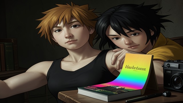 类型说明,《佐鸣故事💗男孩×男孩故事》中的场景。类型说明 描述功能 该说明将作品标识为男男故事,告诉读者应当如何理解标题。 次要地位 该说明支持核心前提,但不构成虚构世界中的事件。