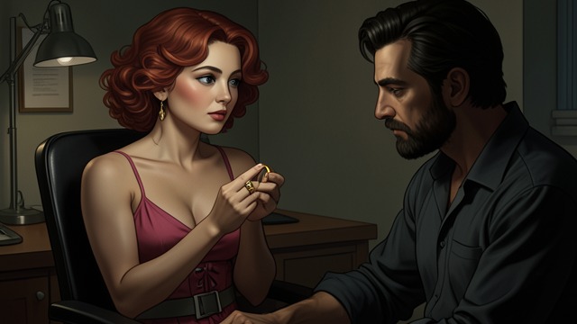 The Ring of Ownership from "Bimbo Suite: A Dark Ex Lovers Erotic Thriller (The Institute Protocols)". The Ring of Ownership A symbol reclaimed by Crain Crain brings Marla’s old engagement ring into the pod chamber and places it on her finger.