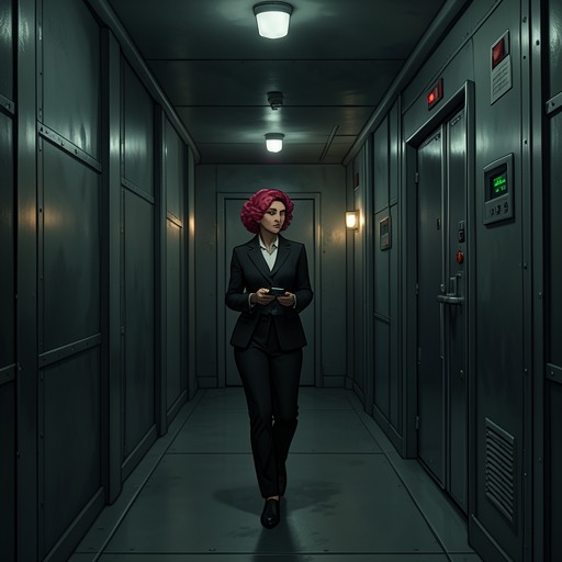 Marla’s Route to the Control Core from "Bimbo Suite: A Dark Ex Lovers Erotic Thriller (The Institute Protocols)". This flow follows Marla’s movement from gathering clues to losing a data chip, discovering an internal countermeasure, and taking command of the facility.