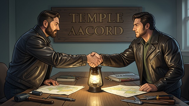 A Shared Settlement from "Gang Up: A Bikerland Novel". A New Political Balance Negotiated roles Case and Brall sign the Temple Accord, assigning security, trade, and outside operations between their groups.