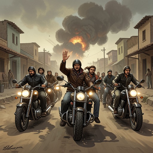 The Family–Cauldron War from "Gang Up: A Bikerland Novel". This flow follows the movement from disputed claims to open violence and a negotiated alliance between Temple’s rival powers.