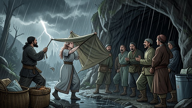Storm and Cave Shelter from "I’m Very Happy After Marrying the CEO Husband According to the Agreement". Weather Turns Hostile A sudden storm destroys the campsite and cuts the group off from the production team.