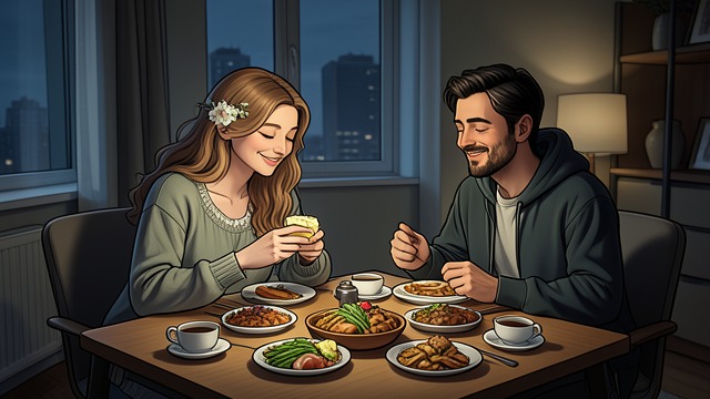 The First Shared Meal from "I’m Very Happy After Marrying the CEO Husband According to the Agreement". A Private Home Qi Yue brings Shen Tang into her plush-filled apartment, where they share food and discover compatible tastes.