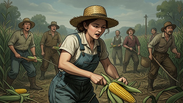 Corn and Rice Fields from "I’m Very Happy After Marrying the CEO Husband According to the Agreement". Physical Mastery Shen Tang shucks corn and transplants rice seedlings faster than the other guests, turning rural labor into a display of endurance.