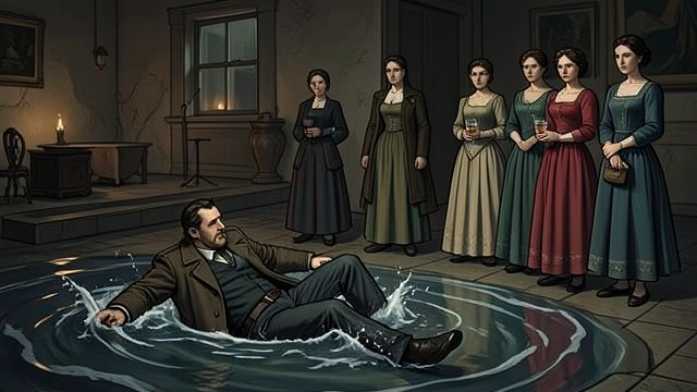 Death at the Weir from "Just Deserts". The Official Accident Public Account George Wickham is found drowned in the River Lea after drinking stolen brandy. The evidence supports an accidental fall.