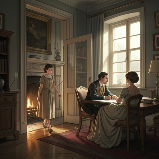 Elizabeth and the Gardiners from "Just Deserts". This flow follows Elizabeth Bennet’s movement from a neglected parental home into a chosen family built on trust and practical love.