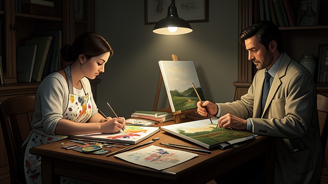 The Shared Enterprise from "The light house: A love story". The Shared Enterprise Labor Connie Dixon prepares exhibitions while Blake McGrath teaches and paints.