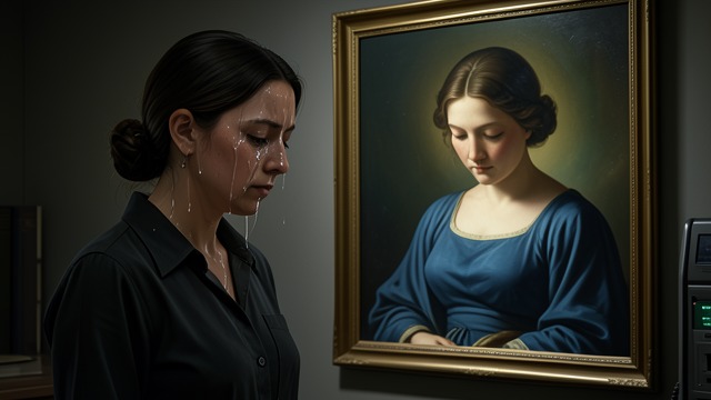 The Vermeer Encounter from "The light house: A love story". The Vermeer Encounter Conversion Connie Dixon weeps before Woman in Blue Reading a Letter at Rijksmuseum.