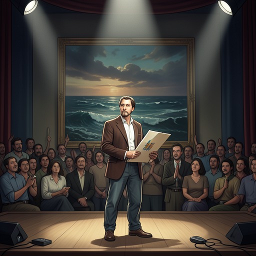 The Final Public Speech from "The light house: A love story". This flow follows Blake McGrath’s spontaneous public declaration that converts private survival into an artistic manifesto.