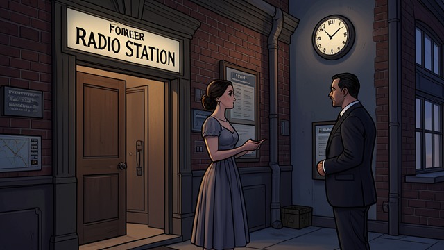 The Former Radio Station from "Just One Night". The Former Radio Station Details offered Bradford Taylor tells Geneva Bryce that the brothers are considering buying the old building.