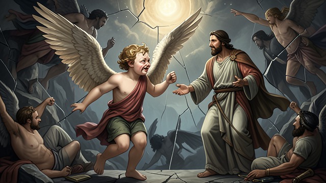 Cosmic Rebellion from "Who's Causing Your Trouble". Cosmic Rebellion Origin of Opposition Satan begins as a created cherub but turns through iniquity and misuse of free will.