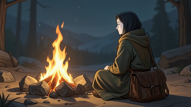 Grief Around the Fire from "The Ballad of the Last Dragon". Mourning Without Resolution A Quiet Absence Neith drinks and stares into the fire while Aeron Fowler’s belongings remain nearby.