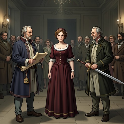 The Inheritance Battle from "The Ballad of the Last Dragon". This flow follows Rhosyn’s struggle against Kalinia’s male-heir regime and Sylvaine Abelan’s unconventional legal intervention.